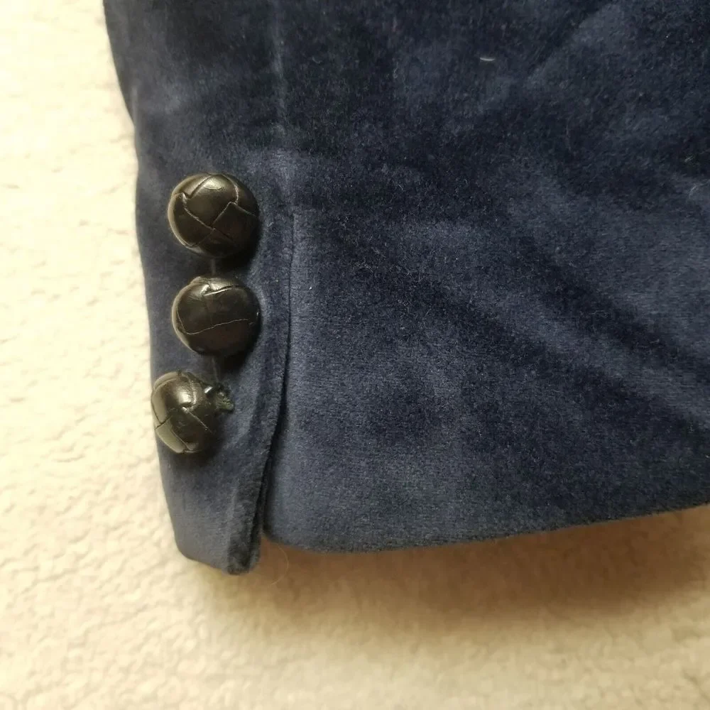 VTG FELT VELOUR Blue Raffleswear SUIT COAT JACKET BLAZER Blue Made‎ In USA